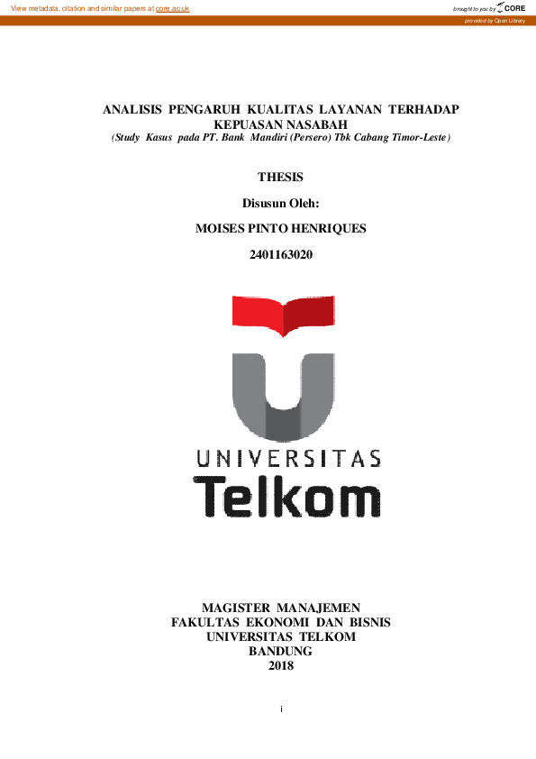 (PDF) ANALISIS PENGARUH KUALITAS LAYANAN TERHADAP KEPUASAN NASABAH ...