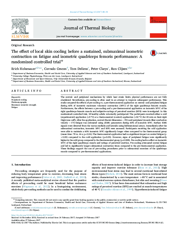 (PDF) The effect of local skin cooling before a sustained, submaximal ...