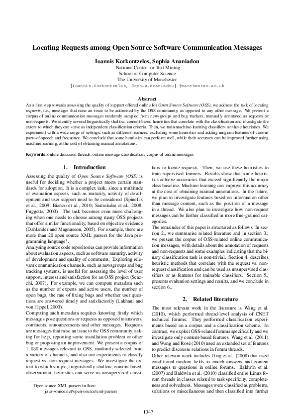 (PDF) Locating Requests among Open Source Software Communication Messages
