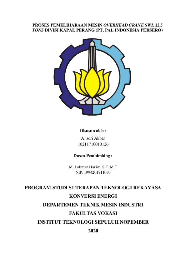 (PDF) Proses Pemeliharaan Mesin Overhead Crane Swl 12,5 Tns Divisi ...