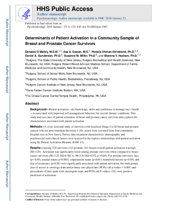 (PDF) Determinants of Patient Activation in a Community Sample of ...