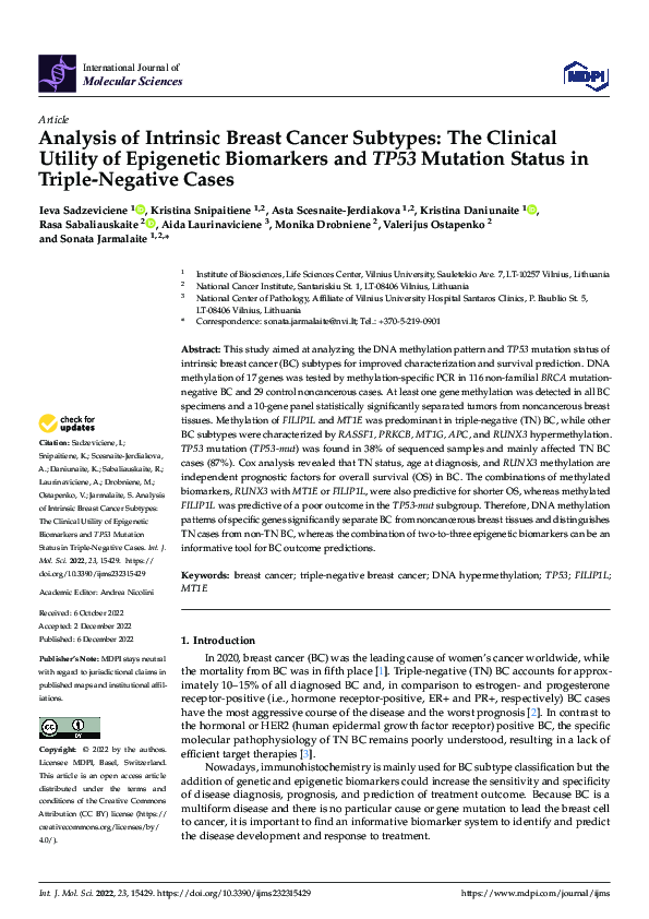 (PDF) Analysis of Intrinsic Breast Cancer Subtypes: The Clinical ...
