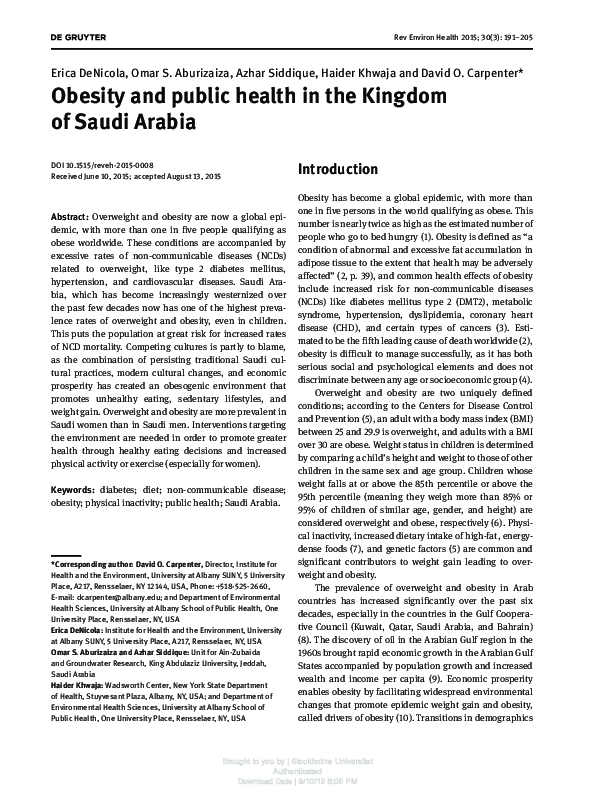 (PDF) Obesity and public health in the Kingdom of Saudi Arabia