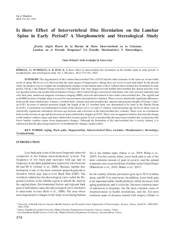 (PDF) Is there Effect of Intervertebral Disc Herniation on the Lumbar ...