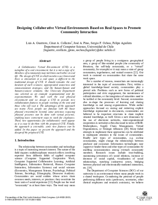 (PDF) Designing collaborative virtual environments based on real spaces ...