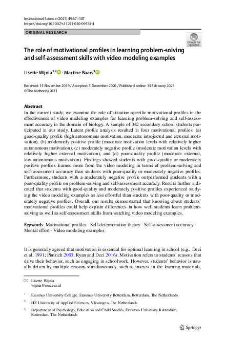 (PDF) The role of motivational profiles in learning problem-solving and ...