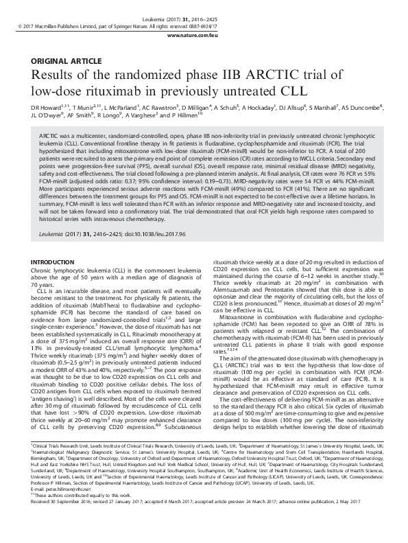 (PDF) Results of the randomized phase IIB ARCTIC trial of low-dose ...