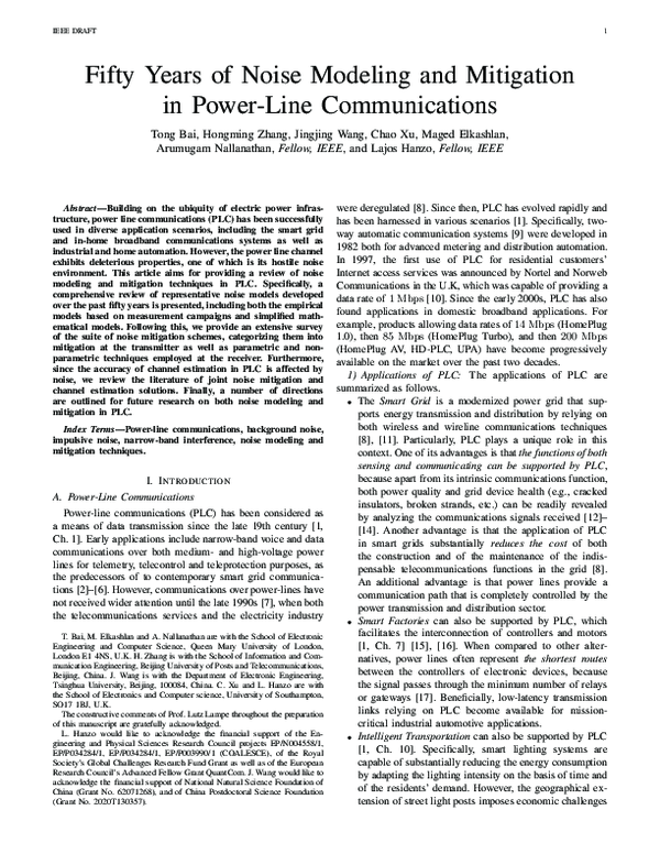 (PDF) Fifty Years of Noise Modeling and Mitigation in Power-Line ...