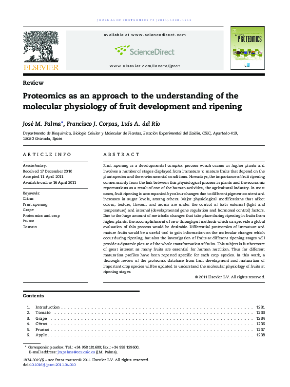 (PDF) Proteomics as an approach to the understanding of the molecular ...