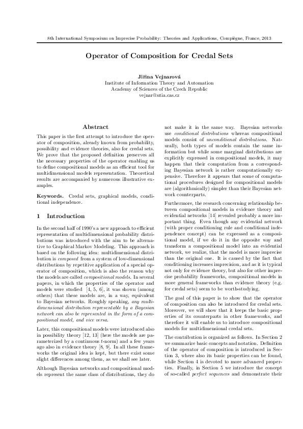 (PDF) Operator of Composition for Credal Sets