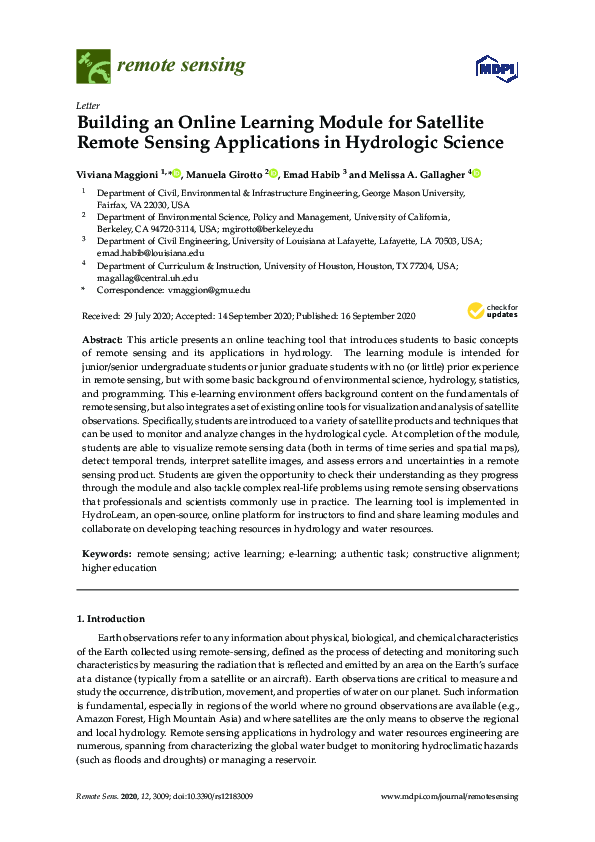 (PDF) Building an Online Learning Module for Satellite Remote Sensing ...