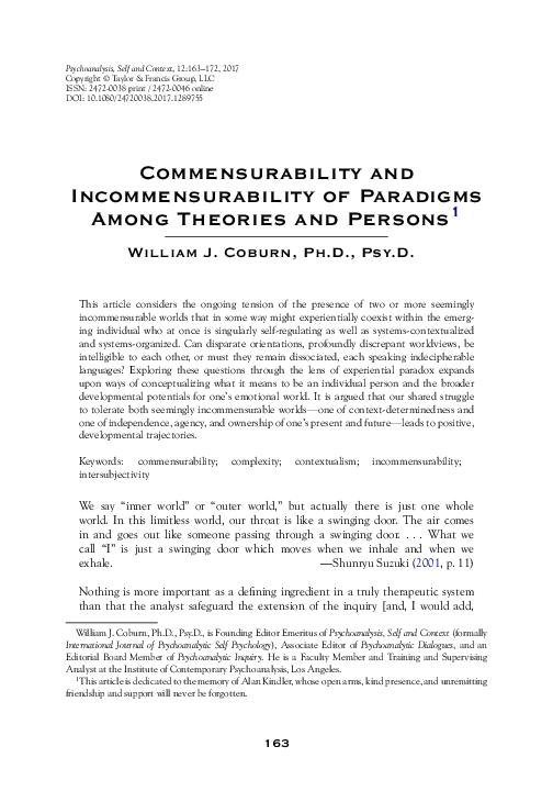 (PDF) Commensurability and Incommensurability of Paradigms Among ...