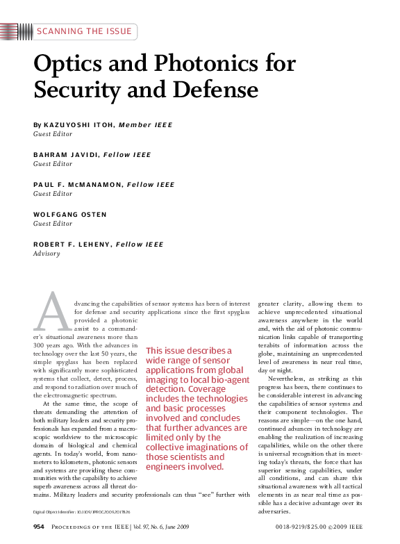 (PDF) Optics and Photonics for Security and Defense [Scanning the Issue]