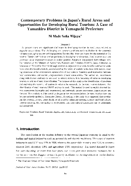 (PDF) Contemporary Problems in Japan's Rural Areas and Opportunities ...