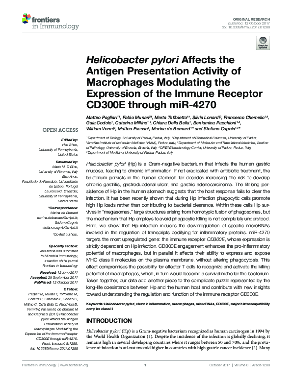 (PDF) Helicobacter pylori Affects the Antigen Presentation Activity of ...