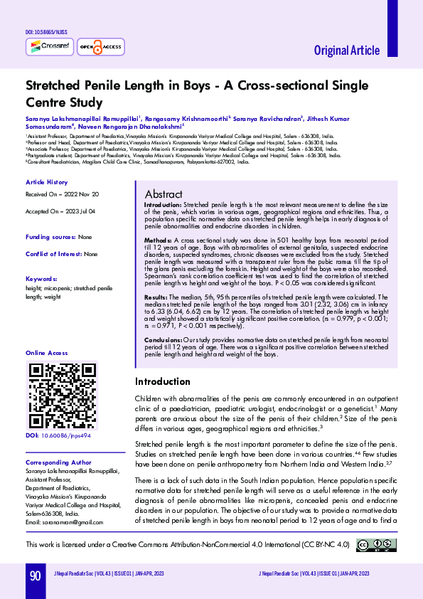 (PDF) Stretched Penile Length in Boys - A Cross-sectional Single Centre ...