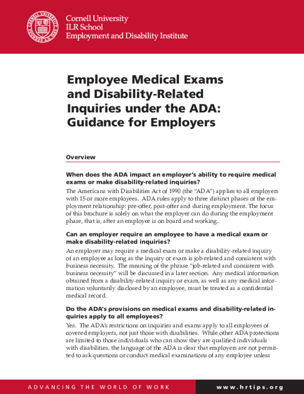 (PDF) Employee Medical Exams and Disability-Related Inquiries under the ...