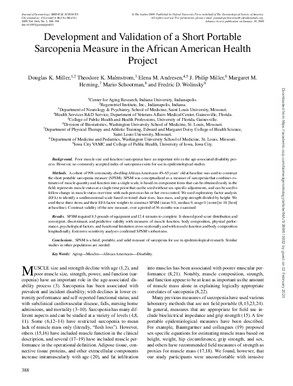 (PDF) Development and Validation of a Short Portable Sarcopenia Measure ...