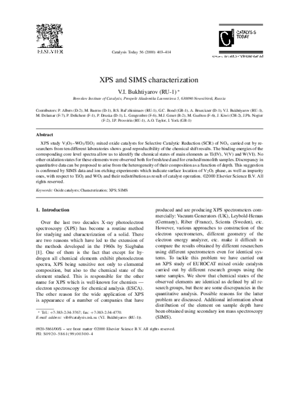 (PDF) XPS and SIMS characterization