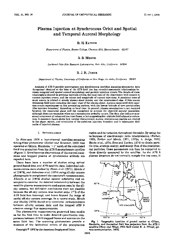 (PDF) Plasma Injection at Synchronous Orbit and Spatial and Temporal ...