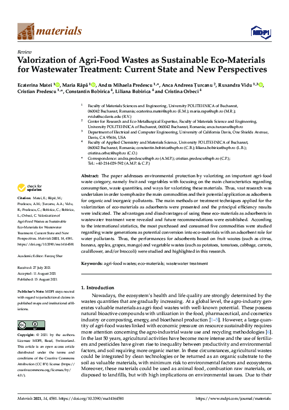 (PDF) Valorization of Agri-Food Wastes as Sustainable Eco-Materials for ...
