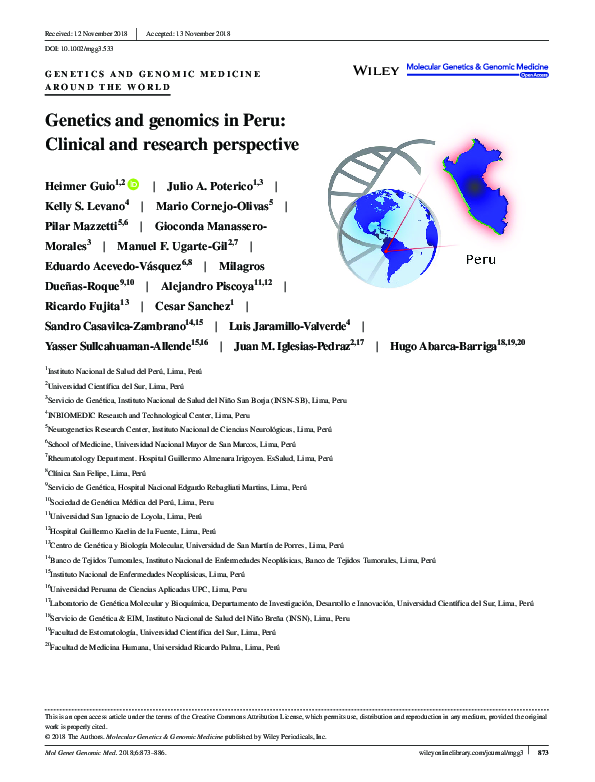 (PDF) Genetics and genomics in Peru: Clinical and research perspective