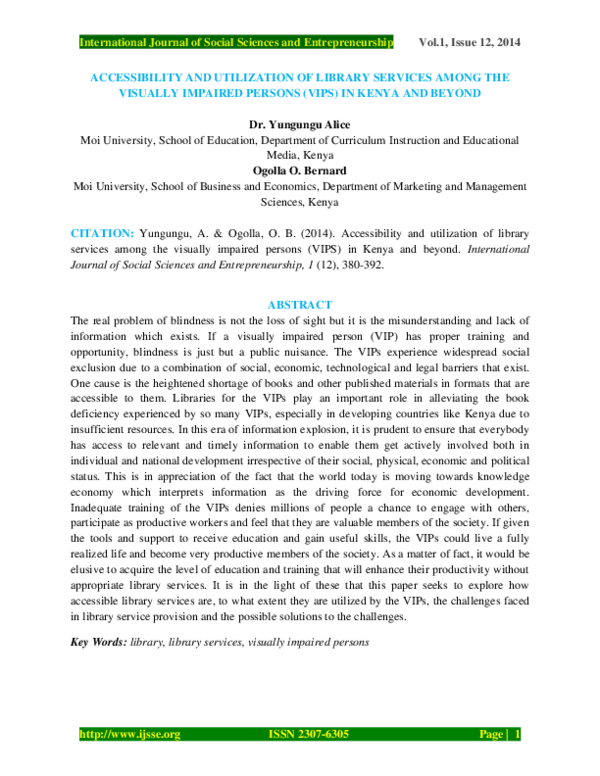 (PDF) Accessibility and Utilization of Library Services Among the ...