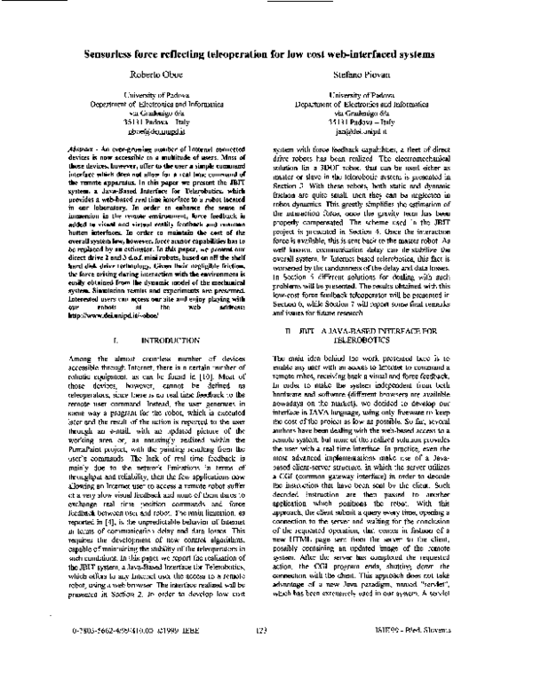 (PDF) Sensorless force reflecting teleoperation for low cost web ...