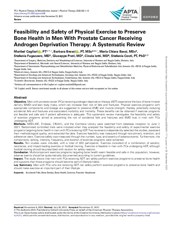(PDF) Feasibility and Safety of Physical Exercise to Preserve Bone ...