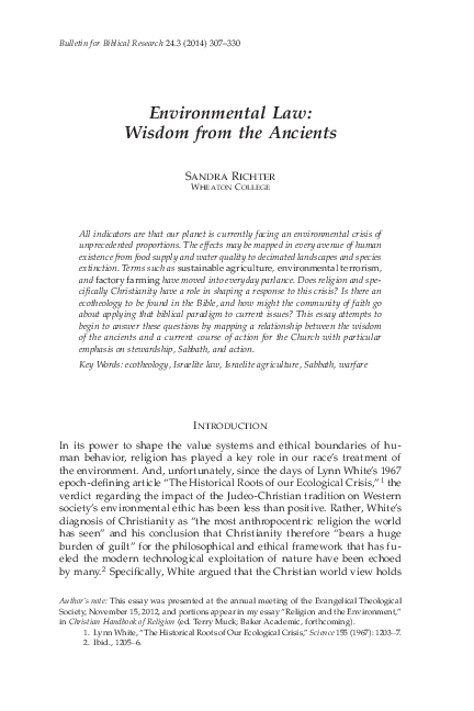 (PDF) Environmental Law: Wisdom from the Ancients