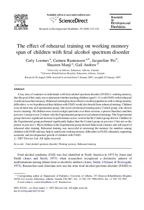 (PDF) The effect of rehearsal training on working memory span of ...