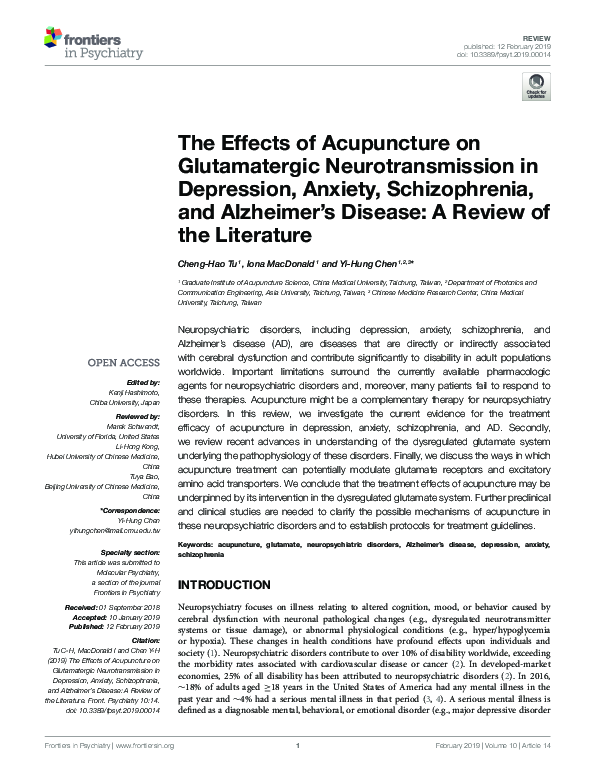 (PDF) The Effects of Acupuncture on Glutamatergic Neurotransmission in ...