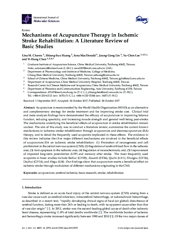 (PDF) Mechanisms of Acupuncture Therapy in Ischemic Stroke ...