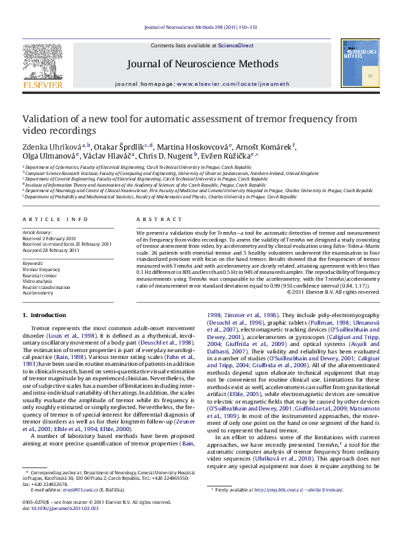 (PDF) Validation of a new tool for automatic assessment of tremor ...