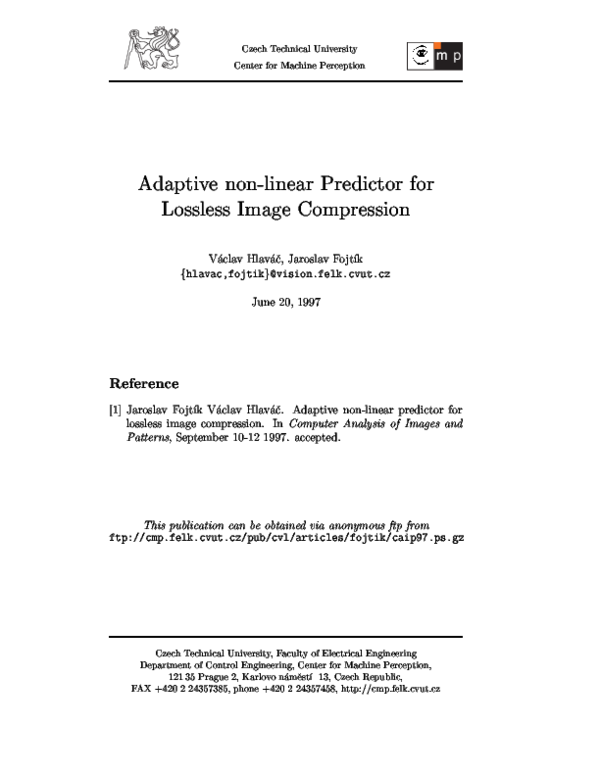 (PDF) Adaptive non-linear predictor for lossless image compression