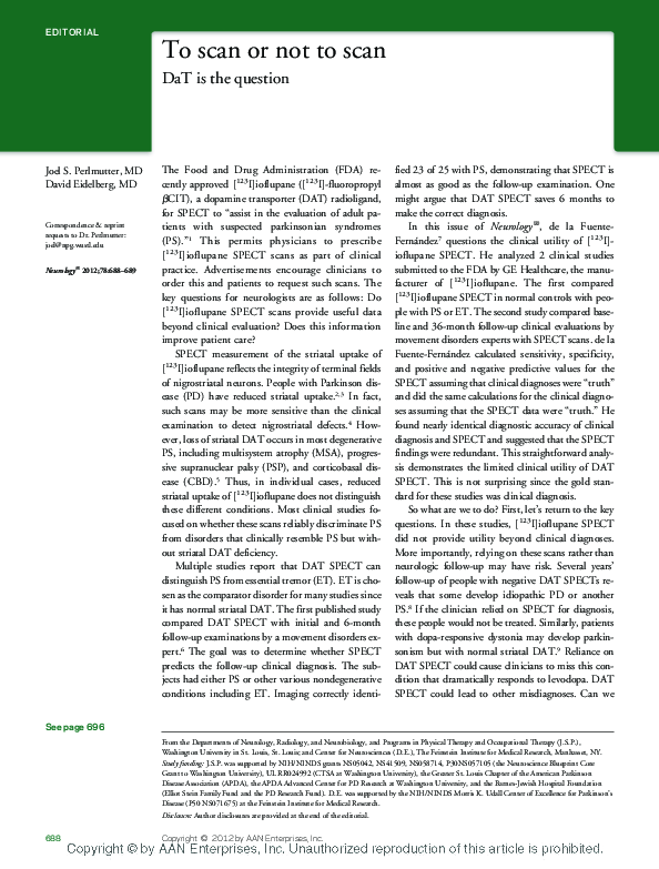 (PDF) To scan or not to scan: DaT is the question