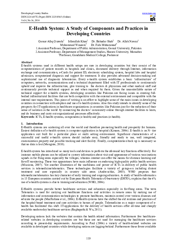 (PDF) E-Health System: A Study of Components and Practices in ...
