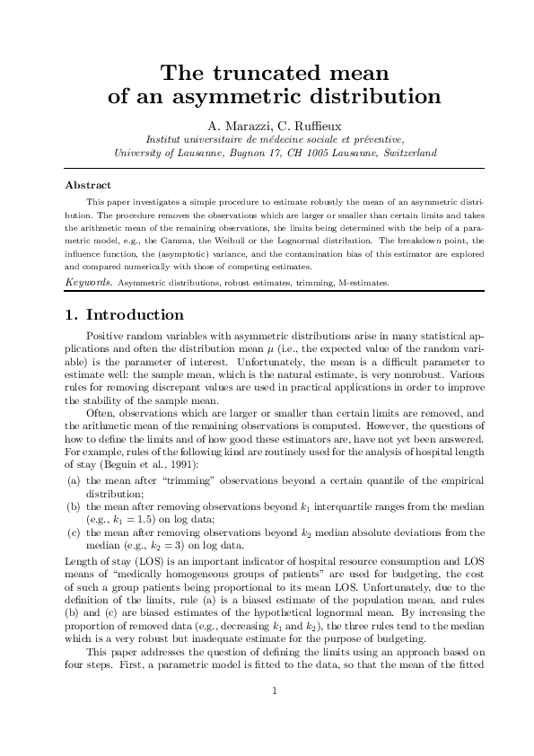 (PDF) The truncated mean of an asymmetric distribution