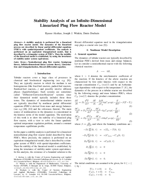 (PDF) Stability analysis of an infinite-dimensional linearized plug ...