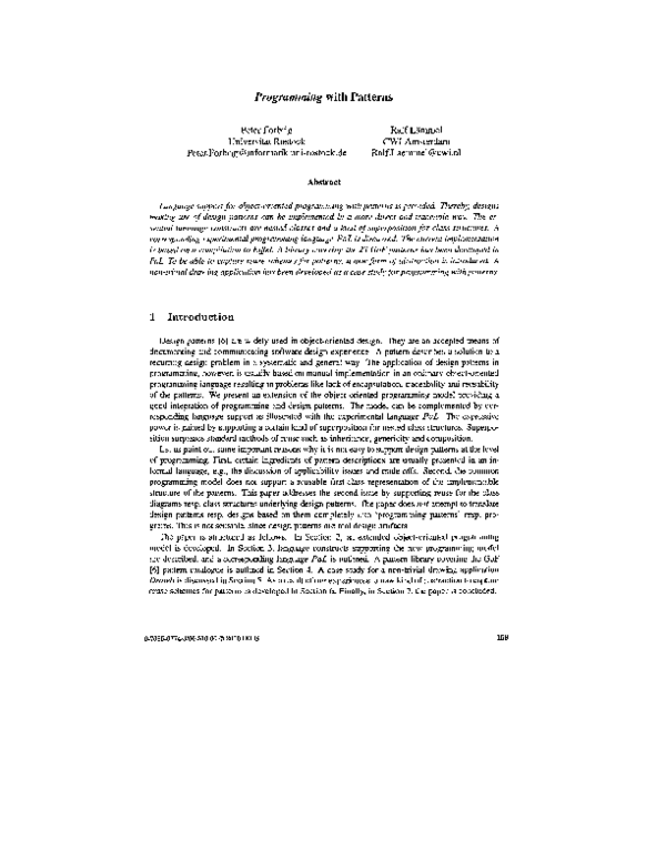 (PDF) Programming with patterns