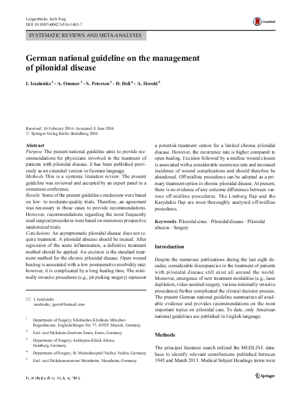 (PDF) German national guideline on the management of pilonidal disease