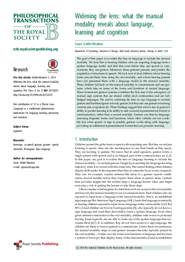 (PDF) Widening the lens: what the manual modality reveals about ...