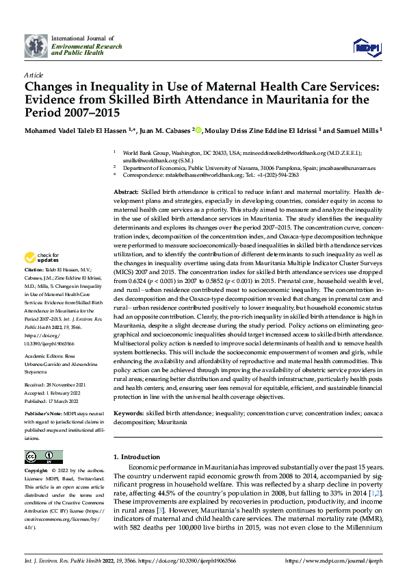 (PDF) Changes in Inequality in Use of Maternal Health Care Services ...