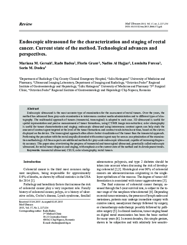 (PDF) Endoscopic ultrasound for the characterization and staging of ...