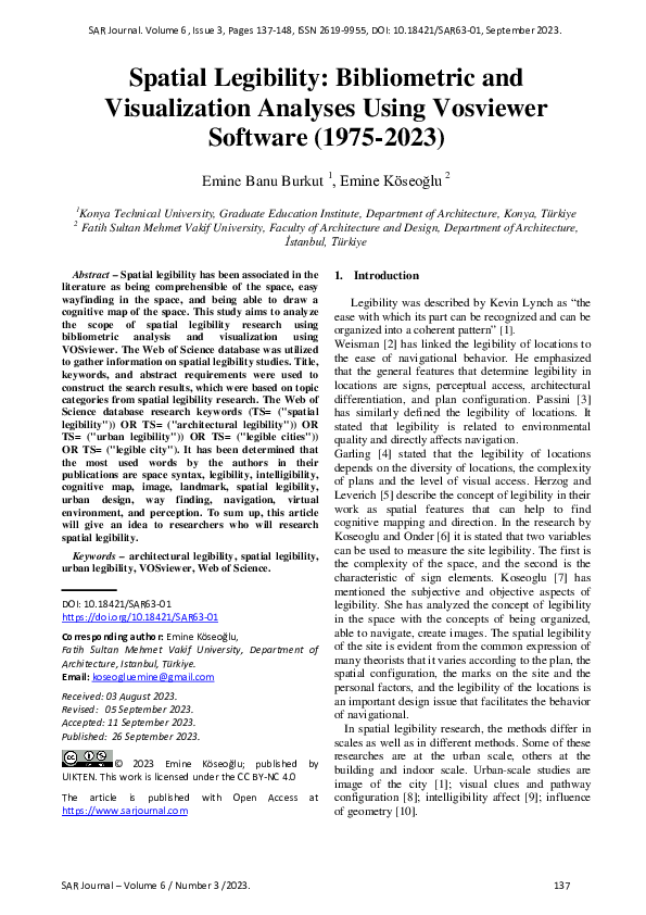 (PDF) Spatial Legibility: Bibliometric and Visualization Analyses Using ...