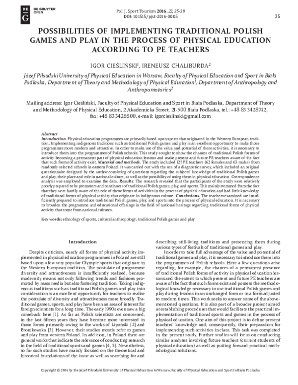 (PDF) Possibilities of Implementing Traditional Polish Games and Play ...