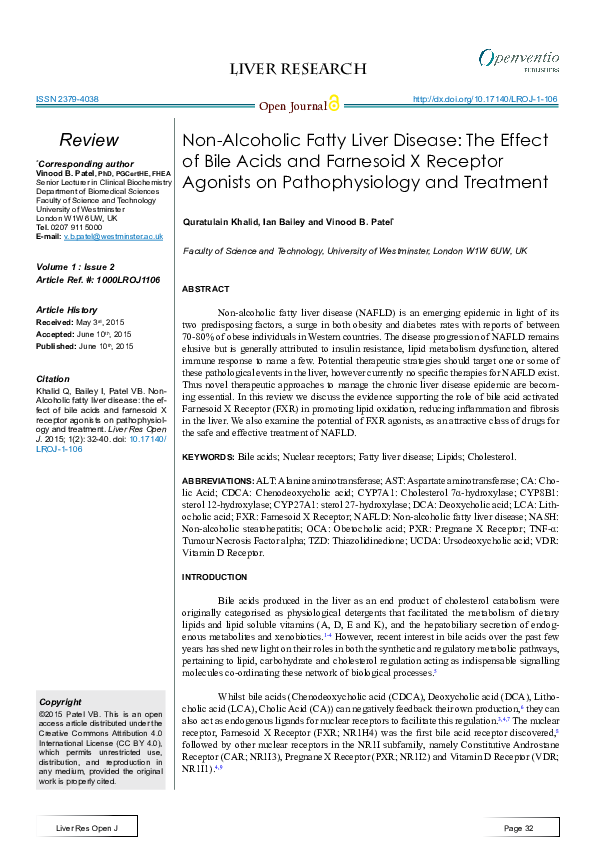 (PDF) Non-Alcoholic Fatty Liver Disease: The Effect of Bile Acids and ...