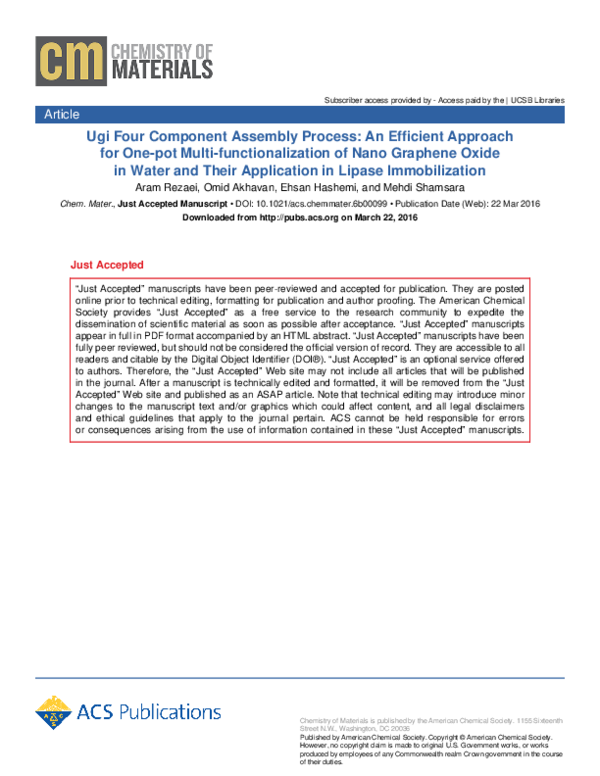 (PDF) Ugi Four-Component Assembly Process: An Efficient Approach for ...