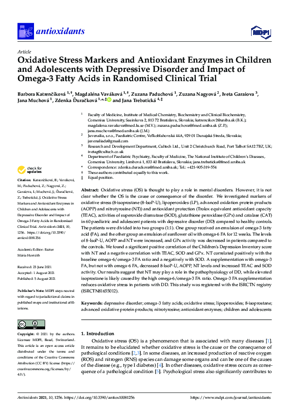 (PDF) Oxidative Stress Markers and Antioxidant Enzymes in Children and ...