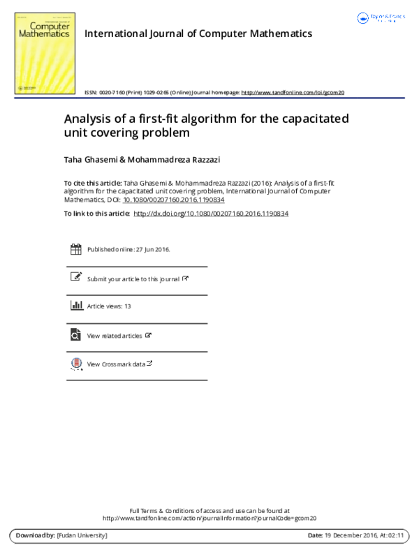 (PDF) Analysis of a first-fit algorithm for the capacitated unit ...